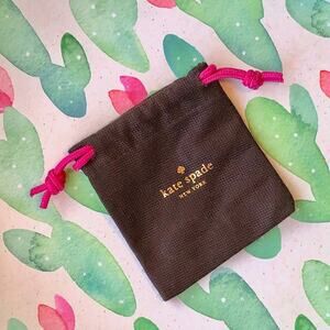 Kate Spade Brown Cotton Canvas Jewelry Pouch Storage Travel Dust Bag Pink Ties